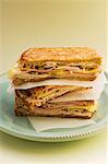 Toasted sandwiches with turkey ham