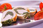 Chicken roulade with a pesto filling