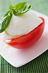 Tomatoes with mozzarella and basil