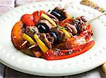 Lamb kebabs with grilled peppers