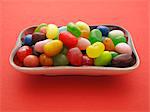 Colourful jelly beans in a ceramic bowl