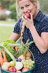 Woman eating an apple