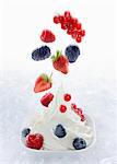 Yogurt ice cream garnished with fresh berries