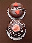 Deux gâteaux de chocolat pour la Saint Valentin
