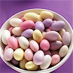 Pastel-coloured sugared almonds