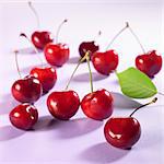 Cherries with stalks and leaf