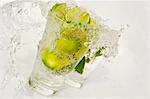 Slices of lime in a glass of water