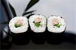 Negitoromaki sushi filled with tuna and 'negi' (Japanese spring onions)