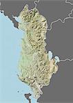 Relief map of Albania (with border and mask). This image was compiled from data acquired by landsat 5 & 7 satellites combined with elevation data.