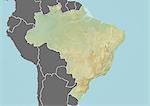 Relief map of Brazil (with border and mask). This image was compiled from data acquired by landsat 5 & 7 satellites combined with elevation data.