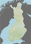 Reliefkarte Finnland (mit Rahmen und Maske). Dieses Bild wurde aus Daten von Landsat 5 & 7 Satelliten kombiniert mit Höhendaten erworbenen zusammengestellt.