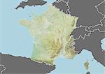 Reliefkarte Frankreich (mit Rahmen und Maske). Dieses Bild wurde aus Daten von Landsat 5 & 7 Satelliten kombiniert mit Höhendaten erworbenen zusammengestellt.