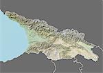 Plan-relief de Géorgie (avec bordure et masque). Cette image a été compilée à partir de données acquises par les satellites landsat 5 & 7 combinées avec les données d'élévation.