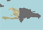 Relief map of Haiti (with border and mask). This image was compiled from data acquired by landsat 5 & 7 satellites combined with elevation data.