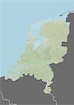 Relief map of Netherlands (with border and mask). This image was compiled from data acquired by landsat 5 & 7 satellites combined with elevation data.