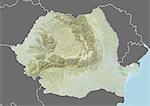 Relief map of Romania (with border and mask). This image was compiled from data acquired by landsat 5 & 7 satellites combined with elevation data.