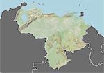Plan-relief de Venezuela (avec bordure et masque). Cette image a été compilée à partir de données acquises par les satellites landsat 5 & 7 combinées avec les données d'élévation.