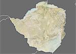 Relief map of Zimbabwe (with border and mask). This image was compiled from data acquired by landsat 5 & 7 satellites combined with elevation data.