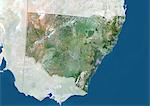 Satellite view of the State of New South Wales, Australia. This image was compiled from data acquired by LANDSAT 5 & 7 satellites.