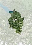 Satellite view of the State of Vorarlberg, Austria. This image was compiled from data acquired by LANDSAT 5 & 7 satellites.