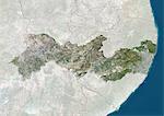 Vue satellite de l'état de Pernambuco, Brésil. Cette image a été compilée à partir de données acquises par les satellites LANDSAT 5 & 7.