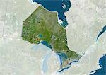 Vue satellite de l'Ontario, Canada. Cette image a été compilée à partir de données acquises par les satellites LANDSAT 5 & 7.