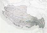Carte du relief du Tibet en Chine. Cette image a été compilée à partir de données acquises par les satellites LANDSAT 5 & 7 combinées avec les données d'élévation.