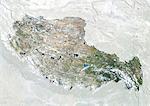 Vue satellite du Tibet en Chine. Cette image a été compilée à partir de données acquises par les satellites LANDSAT 5 & 7.