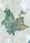 Vue satellite de la province du Yunnan en Chine. Cette image a été compilée à partir de données acquises par les satellites LANDSAT 5 & 7.