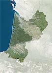 Satellite view of Aquitaine, France. This image was compiled from data acquired by LANDSAT 5 & 7 satellites.