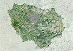 Satellite view of Ile-de-France, France. This image was compiled from data acquired by LANDSAT 5 & 7 satellites.