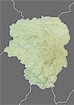 Relief map of Limousin, France. This image was compiled from data acquired by LANDSAT 5 & 7 satellites combined with elevation data.