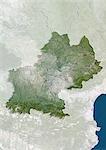 Vue satellite de Midi-Pyrenees, France. Cette image a été compilée à partir de données acquises par les satellites LANDSAT 5 & 7.