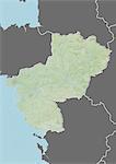 Relief map of Pays-de-la-Loire, France. This image was compiled from data acquired by LANDSAT 5 & 7 satellites combined with elevation data.
