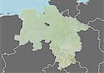 Relief map of the State of Lower Saxony, Germany. This image was compiled from data acquired by LANDSAT 5 & 7 satellites combined with elevation data.