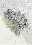 Relief map of the State of Himachal Pradesh, India. This image was compiled from data acquired by LANDSAT 5 & 7 satellites combined with elevation data.