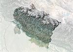 Satellite view with bump effect of the State of Uttarakhand, India. This image was compiled from data acquired by LANDSAT 5 & 7 satellites.