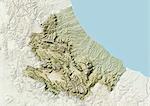 Relief map of the region of Abruzzo, Italy. This image was compiled from data acquired by LANDSAT 5 & 7 satellites combined with elevation data.