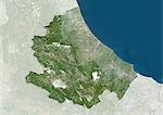 Satellite view of the region of Abruzzo, Italy. This image was compiled from data acquired by LANDSAT 5 & 7 satellites.