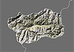 Relief map of the region of Aosta Valley, Italy. This image was compiled from data acquired by LANDSAT 5 & 7 satellites combined with elevation data.