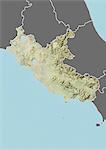 Relief map of the region of Lazio, Italy. This image was compiled from data acquired by LANDSAT 5 & 7 satellites combined with elevation data.