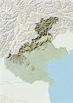 Relief map of the region of Veneto, Italy. This image was compiled from data acquired by LANDSAT 5 & 7 satellites combined with elevation data.