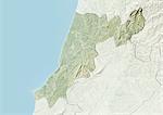 Carte du relief du district de Leiria, Portugal. Cette image a été compilée à partir de données acquises par les satellites LANDSAT 5 & 7 combinées avec les données d'élévation.