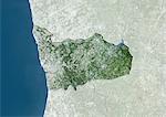 Satellite view of the district of Porto, Portugal. This image was compiled from data acquired by LANDSAT 5 & 7 satellites.