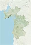 Carte du relief du district de Setubal, Portugal. Cette image a été compilée à partir de données acquises par les satellites LANDSAT 5 & 7 combinées avec les données d'élévation.