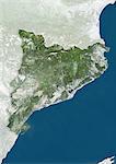 Satellitenaufnahme von Katalonien, Spanien. Dieses Bild wurde aus Daten von Satelliten LANDSAT 5 & 7 erworbenen zusammengestellt.