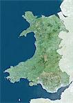 Satellite view of Wales, United Kingdom. This image was compiled from data acquired by LANDSAT 5 & 7 satellites.