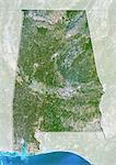 Satellite view of the State of Alabama, United States. This image was compiled from data acquired by LANDSAT 5 & 7 satellites.