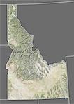 Plan-relief de l'état de l'Idaho, aux États-Unis. Cette image a été compilée à partir de données acquises par les satellites LANDSAT 5 & 7 combinées avec les données d'élévation.