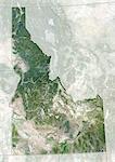 Vue satellite de l'état de l'Idaho, aux États-Unis. Cette image a été compilée à partir de données acquises par les satellites LANDSAT 5 & 7.